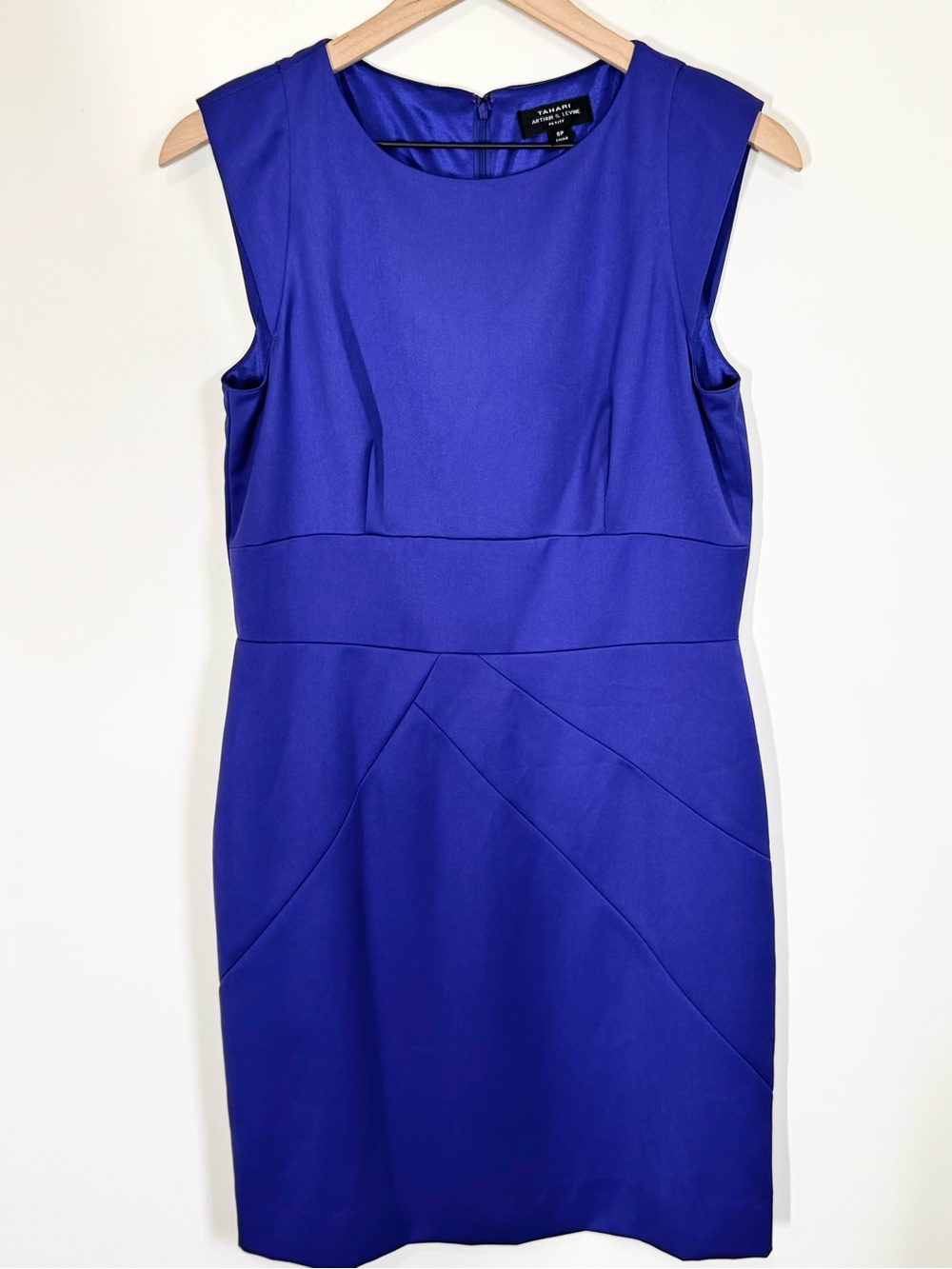 Tahari ASL Cobalt Blue Sheath Pencil Dress Size 8P Office Siren Career Classic